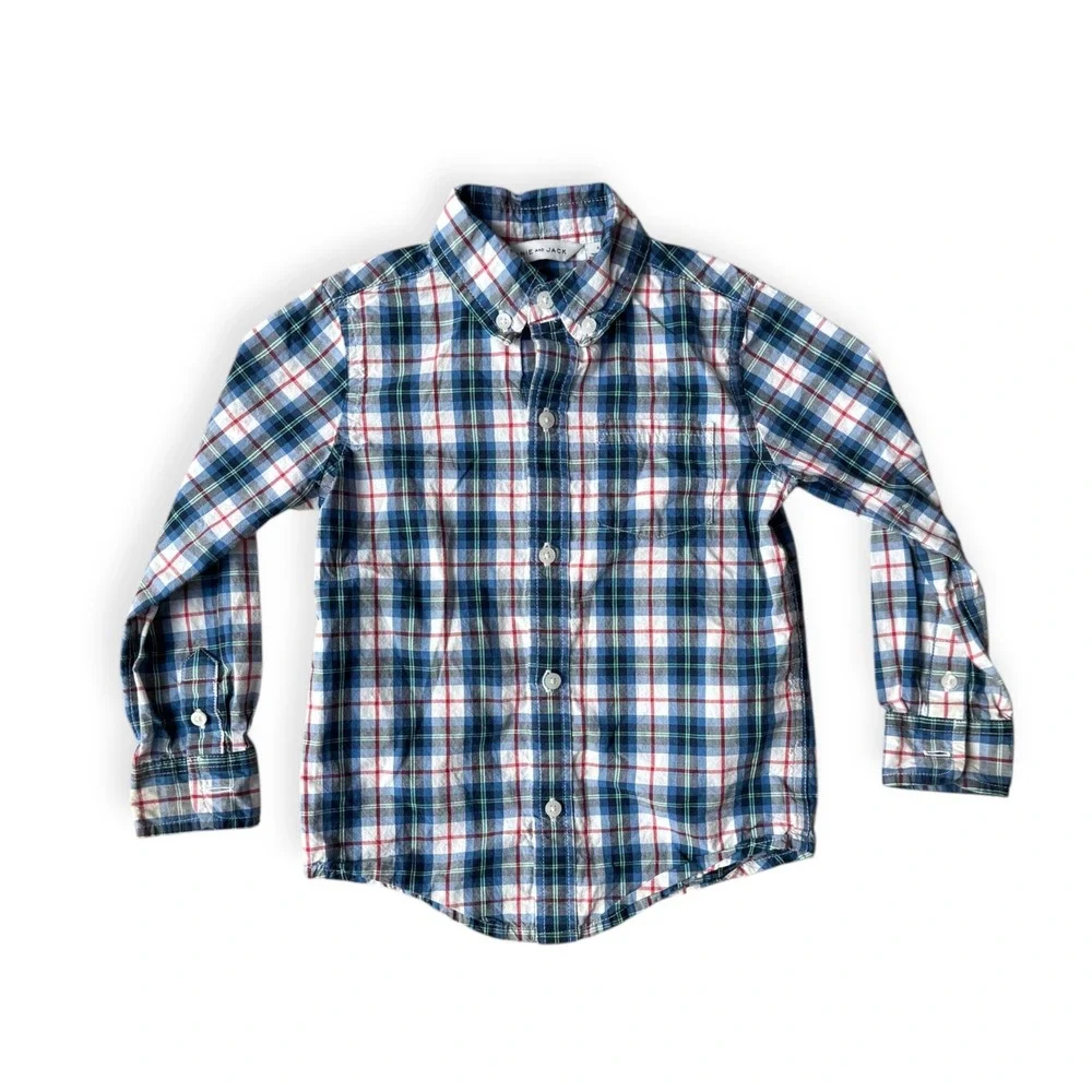 Janie and Jack Boys‎ Plaid Button Down Shirt Size 3 Long Sleeve